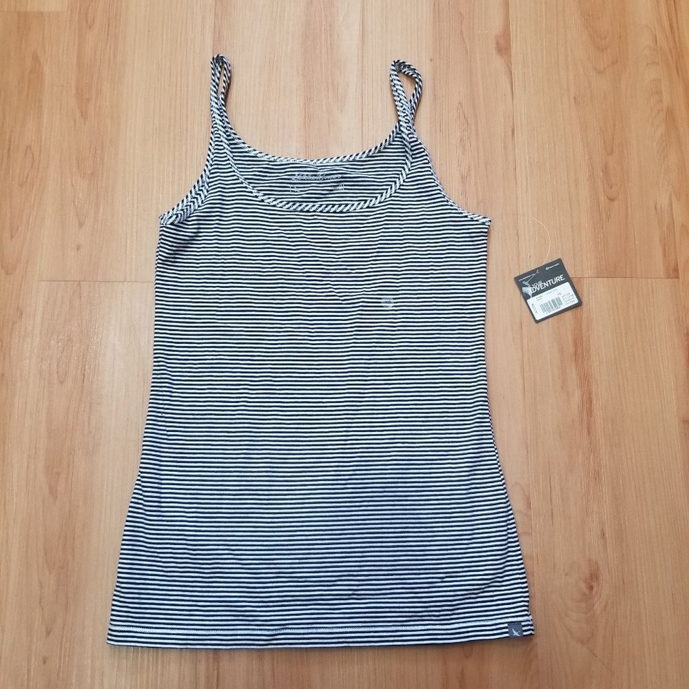 Eddie Bauer Black and White Striped Cotton Tank Top XS NWT